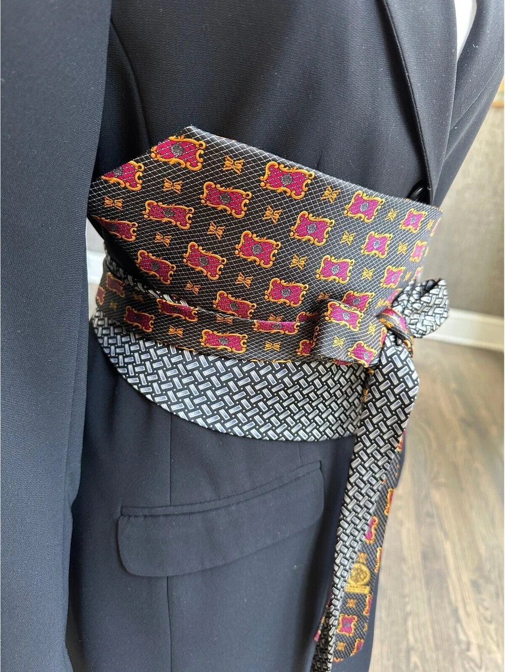 Upcycled Silk Necktie Obi Belt | Handmade Corset Style Belt | One-of-a-Kind | OS